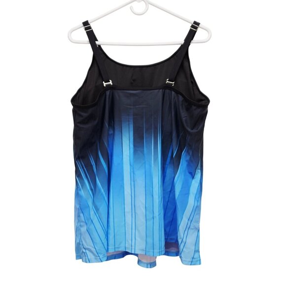 Womens Plus Size 22W Blue Gradient Tankini Top & Black Swim Shorts Set - Picture 3 of 6